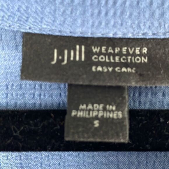 J. Jill blue long tunic 3/4 sleeves side vents boat neck simple textured S - Picture 7 of 10